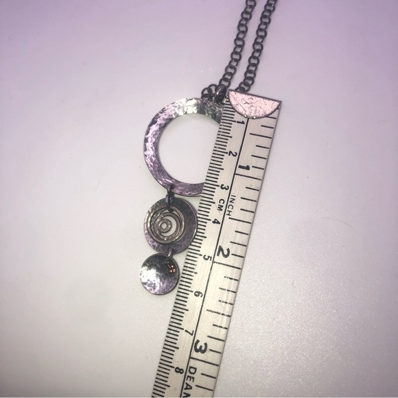 SILPADA Sterling Hammered Circles & Swirl Necklace Retired N1709 19” & 2.5” - Picture 10 of 10